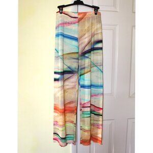 NWT Haystacks Multicolor Sheer Pants Women's size M Elastic Waist beachy $115